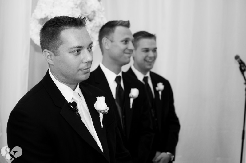 tampa wedding photographer, palmetto club wedding, tampa wedding, groom watching bride at the end of the aisle