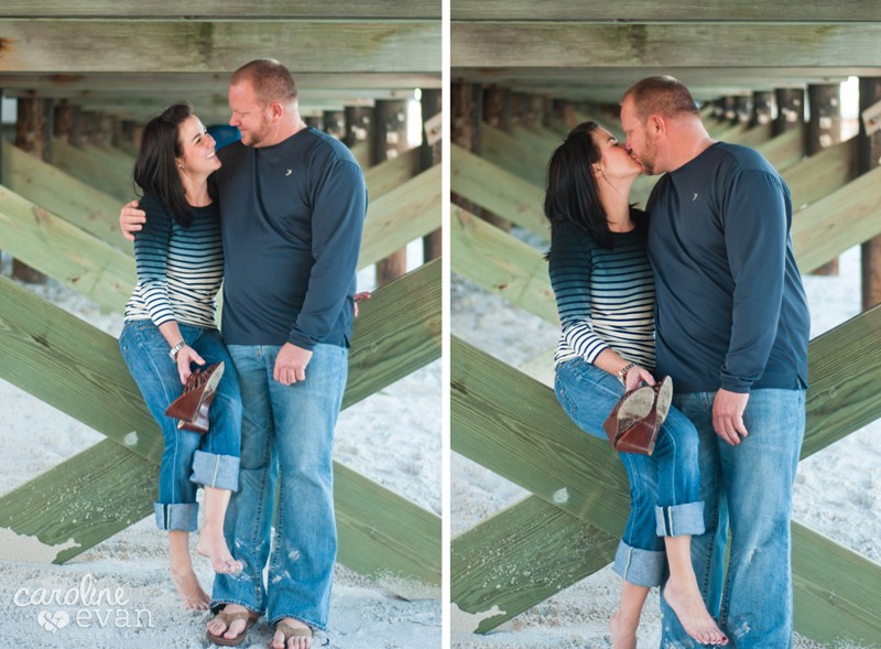madeira beach engagement session, john's pass, st. petersburg wedding photographer, kissing under dock, engagement session