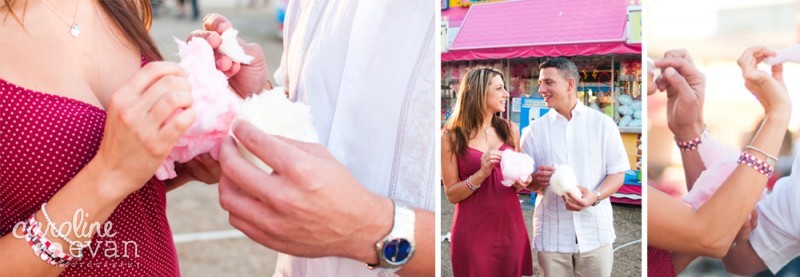 Tampa Wedding Photography, Carnival Engagement Session, Couple with cotton candy during their tampa carnival enegagement session