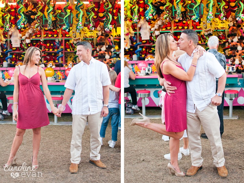 Tampa Wedding Photography, Carnival Engagement Session, carnival game kiss