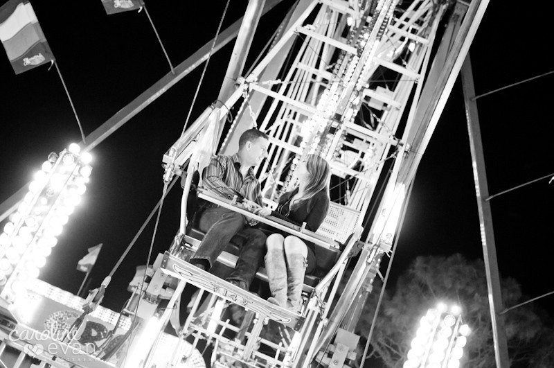 Tampa Wedding Photography, Carnival Engagement Session, couple on a ferris wheel