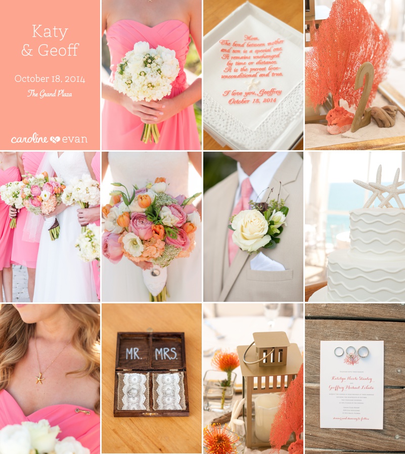 coral and pink grand plaza wedding details